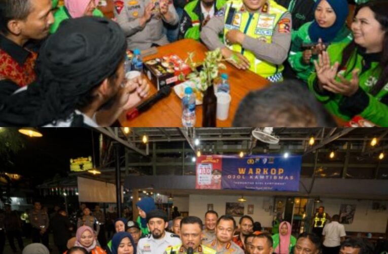 Kakorlantas Ngopi Bareng Driver Ojol Surabaya Sampaikan Pesan Kapolri
