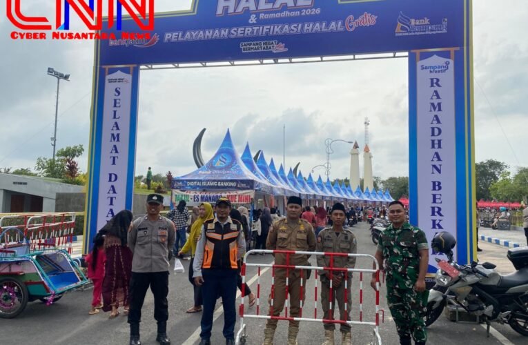 Sinergitas TNI–Polri dan Instansi Terkait, Amankan Bazar Takjil UMKM Ramadhan di Alun-Alun Sampang