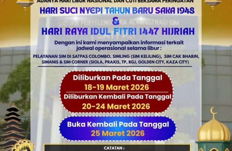 Libur Panjang di Hari cuti Bersama 2026 Pelayan SIM Colombo Tutup, Untuk Pemohon SIM Perpanjangan Ada Dispensasi