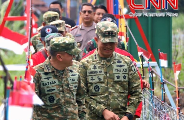 Peresmian Jembatan Gantung Garuda Program TNI-AD di Kediri Berlangsung Meriah