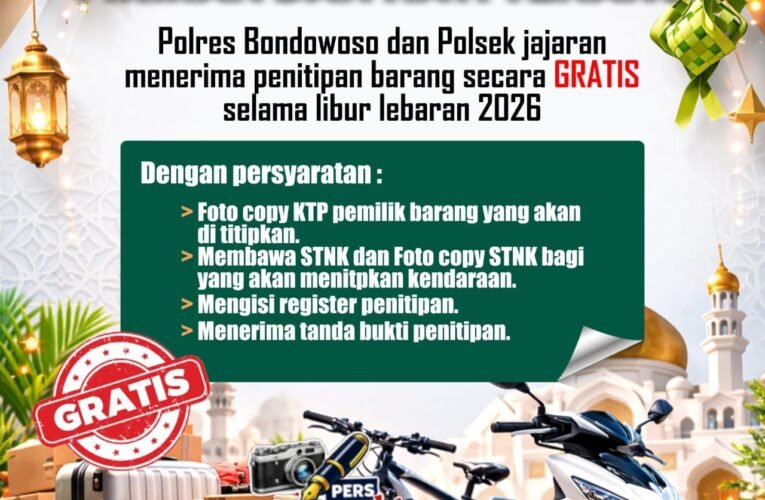 Mudik Tenang Barang Aman ,Polres Bondowoso Buka Layanan Penitipan Kendaraan Gratis