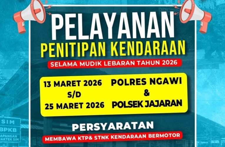 Mudik Aman Keluarga Bahagia, Polres Ngawi Layani Penitipan Kendaraan Gratis