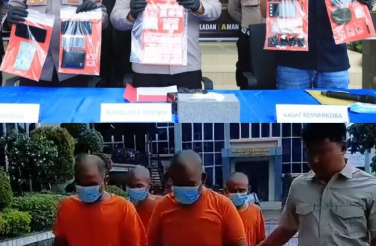 Satresnarkoba Polres Gresik Ungkap 4 Pelaku Jaringan Narkoba Lintas Kota dan Berhasil Amankan 68,211 Gram Jenis Sabu
