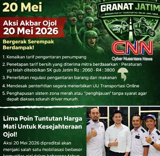 Hari Kebangkitan Nasional Jadi Panggung Aksi Ojol, Presidium GRANAT Jatim Siapkan Aksi Besar 20 Mei