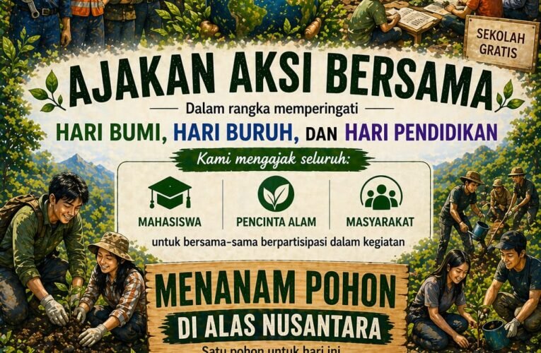 Aksi Kolektif KOPI Serukan 5 Tuntutan Rakyat di Peringatan Hari Bumi, Hari Buruh, dan Hari Pendidikan 