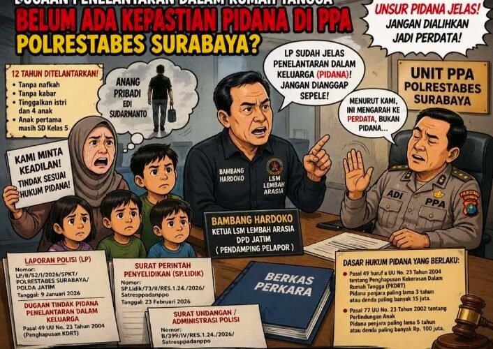 Penanganan Kasus Penelantaran dipertanyakan, Pelapor Mengharapkan Kepastian Hukum di PPA Polrestabes Surabaya