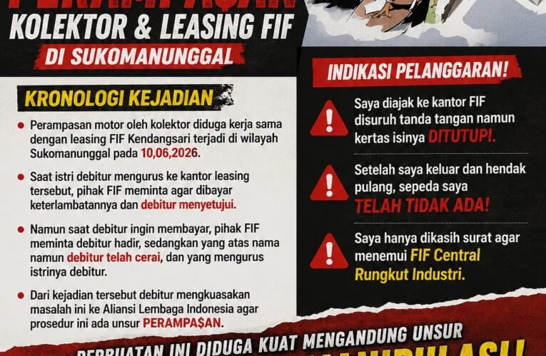 Proses Penarikan Kendaraan Dipertanyakan, ALI Minta Aparat Usut Dugaan Pelanggaran