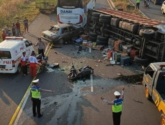 Tragedi Jumat Pagi di Jalur Tengkorak Tangkel, 5 Kendaraan Ringsek, 2 Tewas di Akses Suramadu
