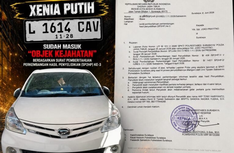 AWAS PIDANA JANGAN BELI ATAU TERIMA GADAI!!! Xenia Putih Nopol L 1614 CAV Sudah Masuk “Objek Kejahatan”, Siap-siap Disita Paksa