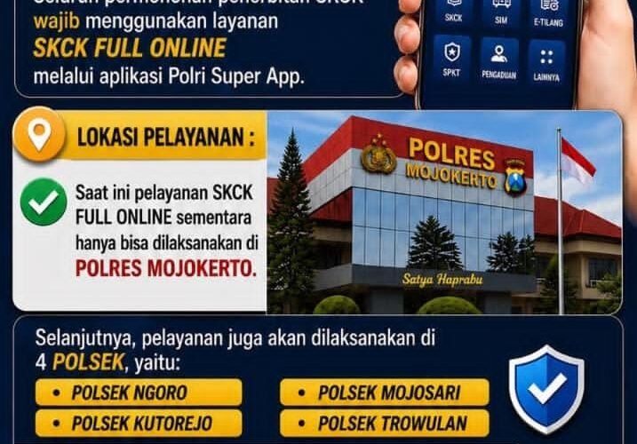 Polres Mojokerto Resmi Alihkan Pelayanan SKCK Menjadi Full Online Melalui POLRI SuperApp