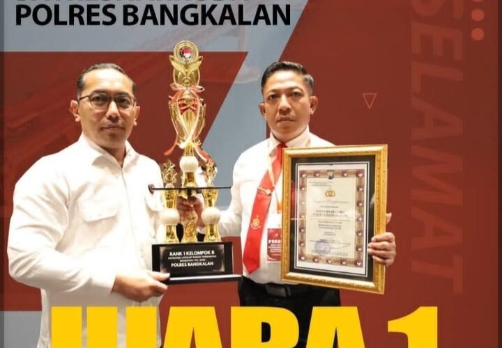 Satresnarkoba Polres Bangkalan Polda Jatim Raih Penghargaan Peringkat 1 Dalam Kategori Pengungkapan Narkotika