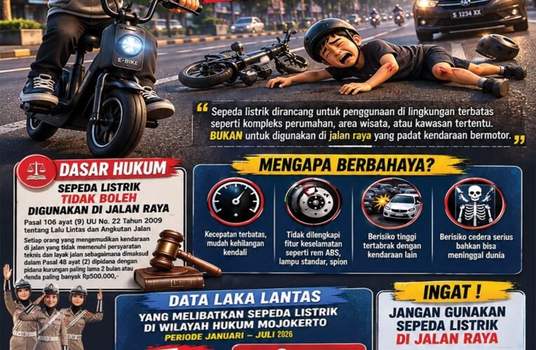 Polres Mojokerto Imbau Masyarakat Untuk Tidak Gunakan Sepeda Listrik di Jalan Raya