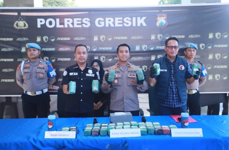 Polres Gresik Sita 10,8 Kg Ganja di Gudang Ekspedisi